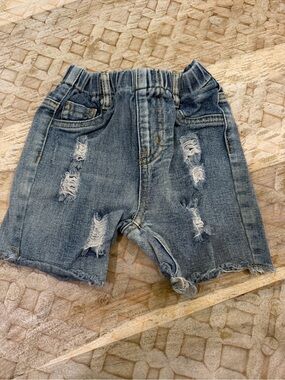 SHEIN Light Blue Distressed Denim Shorts for Kids